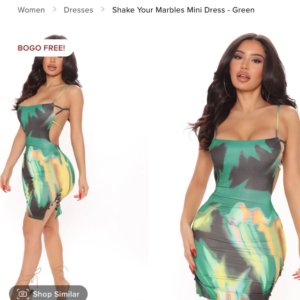 Fashion Nova shake your marbles dress green